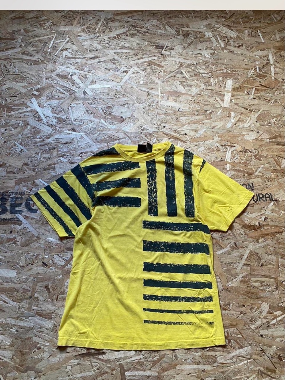 Burnside Yellow Short Sleeve Tee with Black Stripe Print